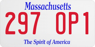 MA license plate 297OP1