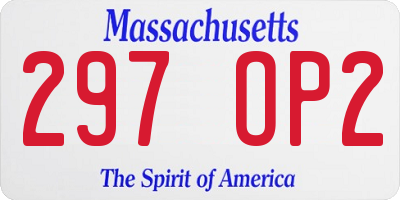 MA license plate 297OP2