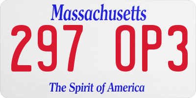 MA license plate 297OP3