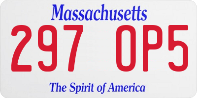 MA license plate 297OP5