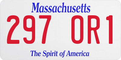 MA license plate 297OR1
