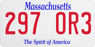 MA license plate 297OR3