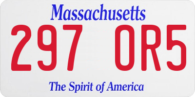 MA license plate 297OR5