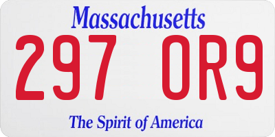 MA license plate 297OR9