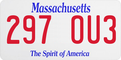 MA license plate 297OU3