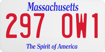 MA license plate 297OW1