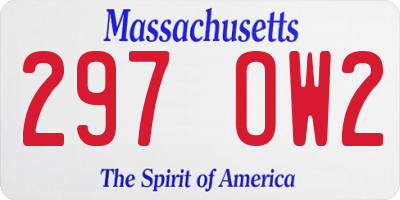 MA license plate 297OW2
