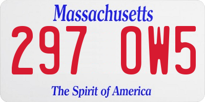 MA license plate 297OW5