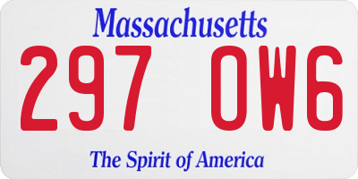 MA license plate 297OW6