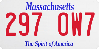 MA license plate 297OW7