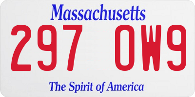 MA license plate 297OW9