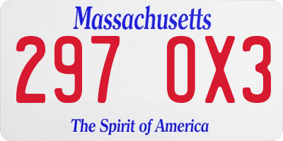 MA license plate 297OX3