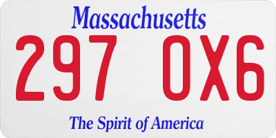 MA license plate 297OX6