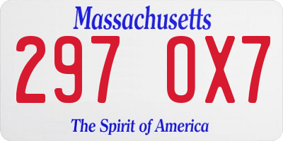 MA license plate 297OX7