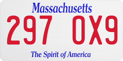 MA license plate 297OX9