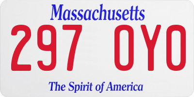 MA license plate 297OY0