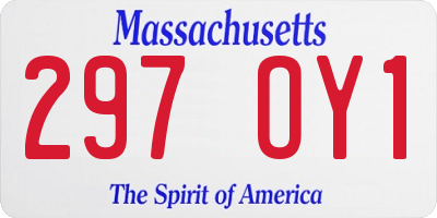 MA license plate 297OY1