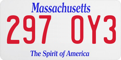 MA license plate 297OY3