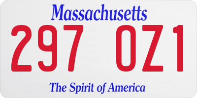 MA license plate 297OZ1