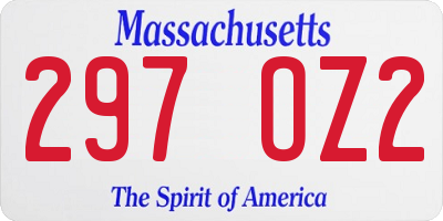 MA license plate 297OZ2