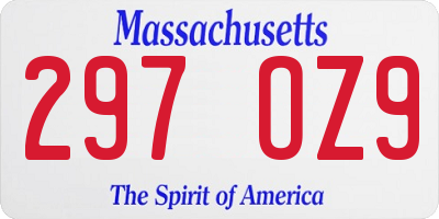 MA license plate 297OZ9