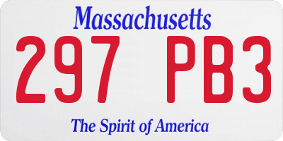 MA license plate 297PB3
