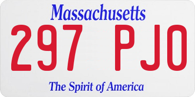 MA license plate 297PJ0