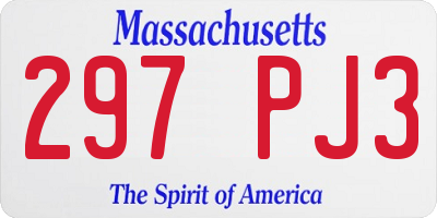 MA license plate 297PJ3
