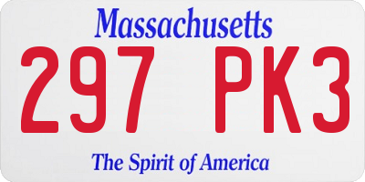 MA license plate 297PK3