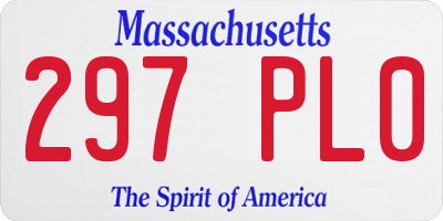 MA license plate 297PL0