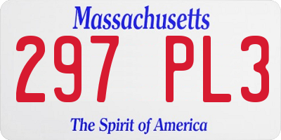 MA license plate 297PL3