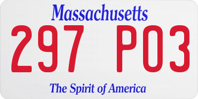 MA license plate 297PO3