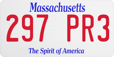 MA license plate 297PR3