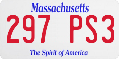 MA license plate 297PS3