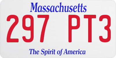 MA license plate 297PT3
