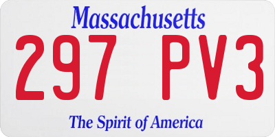 MA license plate 297PV3