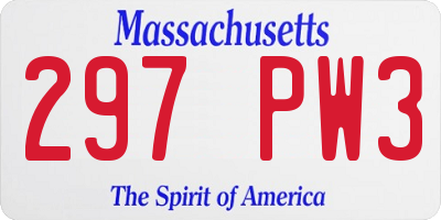 MA license plate 297PW3
