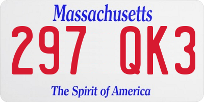 MA license plate 297QK3