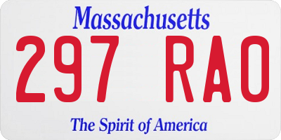 MA license plate 297RA0