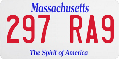 MA license plate 297RA9
