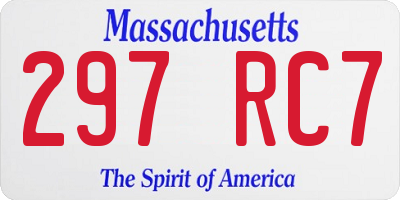 MA license plate 297RC7