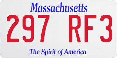 MA license plate 297RF3