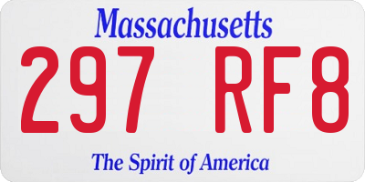 MA license plate 297RF8