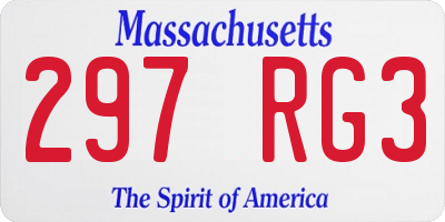 MA license plate 297RG3