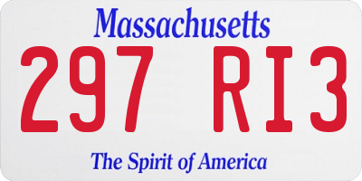 MA license plate 297RI3