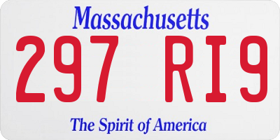 MA license plate 297RI9