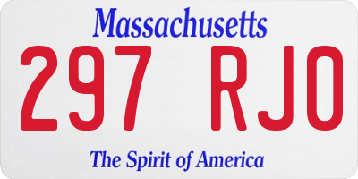 MA license plate 297RJ0