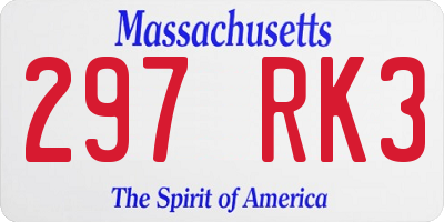 MA license plate 297RK3