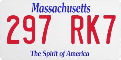 MA license plate 297RK7