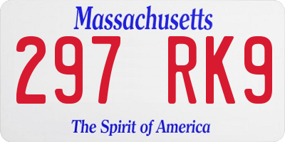 MA license plate 297RK9